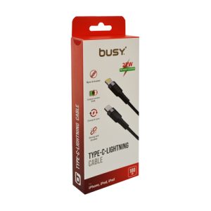 Busy pleteni kabal tip C 27W 1m crni