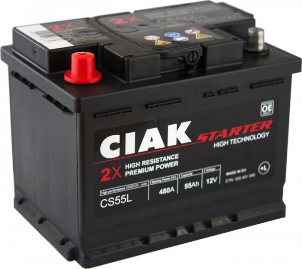 AKUMULATOR 12V-55AH L+ CIAK STARTER