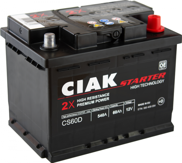AKUMULATOR 12V-60AH D+ CIAK STARTER