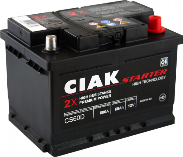 AKUMULATOR 12V-60AH D+ EN600 CIAK STARTER